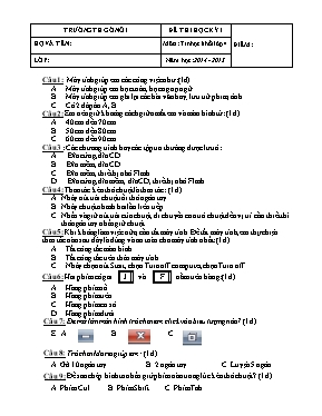 Đề thi học kỳ I môn Tin học Lớp 4 - Năm học 2014-2015 - Trường TH Gò Nổi